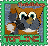 a stamp featuring Topline the calico.