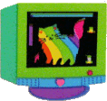 rainbow cat on computer monitor