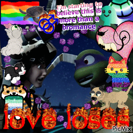a glitter gif featuring Casey and Donnie from the 2012 Teenage Mutant Ninja Turtles cartoon