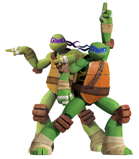 Donnie and Leo do a silly pose.