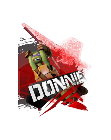 Donnie brandishes his bō staff.